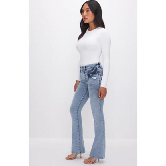 NWT Good American Good Petite Bootcut Jeans - Size 12 Petite - Picture 1 of 3